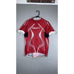 Craft Cycling Jersey Mens Large Red Full Zip Short Sleeve Road Bike Shirt Top